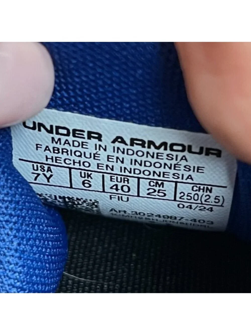 Under Armour Charged Pursuit 3 Boys Size 7Y Blue Athletic Running Shoes Sneakers